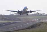Boeing 777 Trying To Land At Birmingham Airport Against Strong Winds