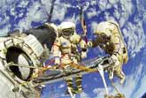 Russian Cosmonauts 'Walking' Outside The International Space Station