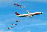 Swiss Airbus A330 Escorted By 6 Patrouille Suisse Jets