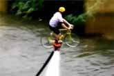 Tour De France Fan Rides Water Jet Pack Bicycle