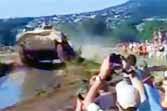 What Happens When A Tank Hits A Giant Mudhole At High Speed?